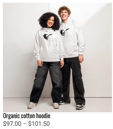 Organic cotton hoodie in the Longevity World Cup merch store